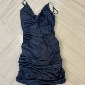 Navy sparkly tight mini dress